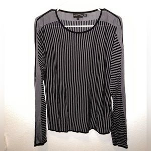Emporio Armani Top Women Size S Gray Black Stripe Viscose Silk